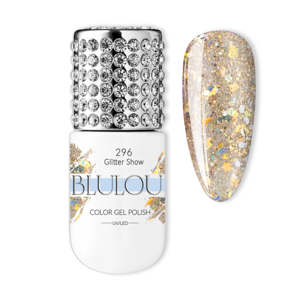BluLou Esmalte de uñas híbrido Glitter Show de 9 ml - 296