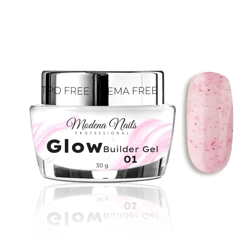 Gel de construction rose laiteux aux pétales de roses - GLOW Builder Gel 30g - 01