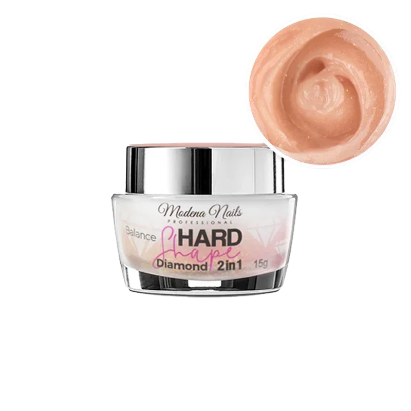 Hard Shape 2in1 Diamond Balance 15g - Akrylo żel w słoiczku - naturalny cover z mieniącymi się drobinkami złota - Modena Nails