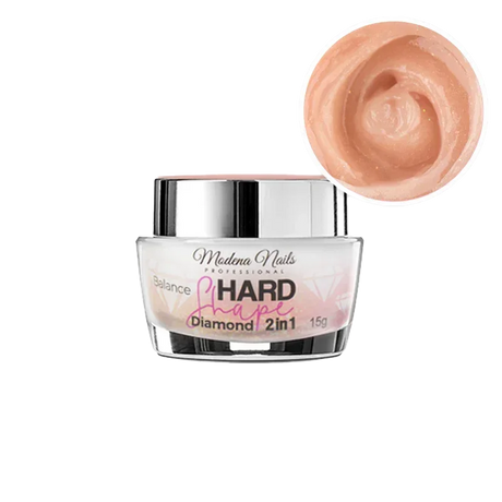 Hard Shape 2in1 Diamond Balance 15g - Akrylo żel w słoiczku - naturalny cover z mieniącymi się drobinkami złota - Modena Nails