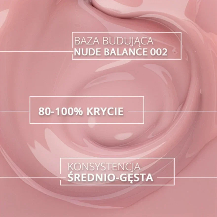 Baza budująca Nude Balance 002 o średnio-gęstej konsystencji, kolor nude, 80-100% krycia.