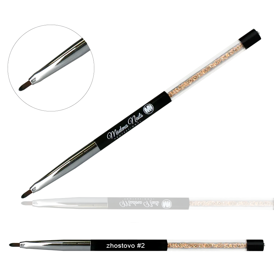 Pędzelek Nail Art Black z kryształkami Zhostovo #2 - Modena Nails