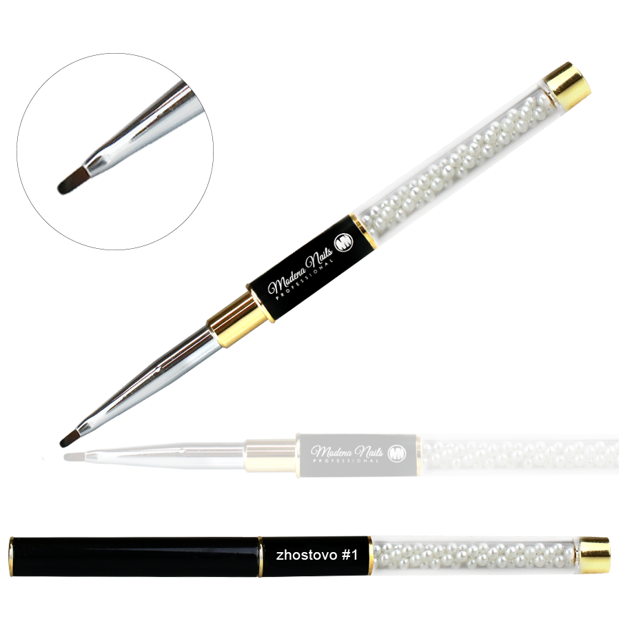 Pędzelek Nail Art Black z perełkami Zhostovo #1 - Modena Nails Shop