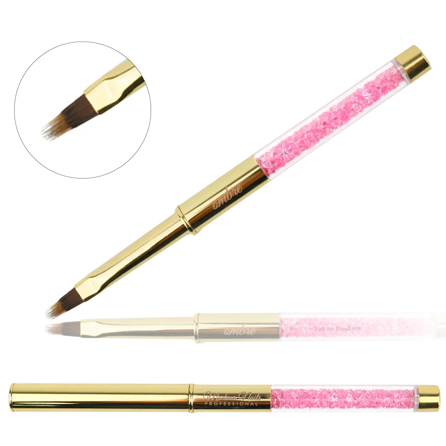 Pędzelek do ombre z kryształkami Gold - Modena Nails