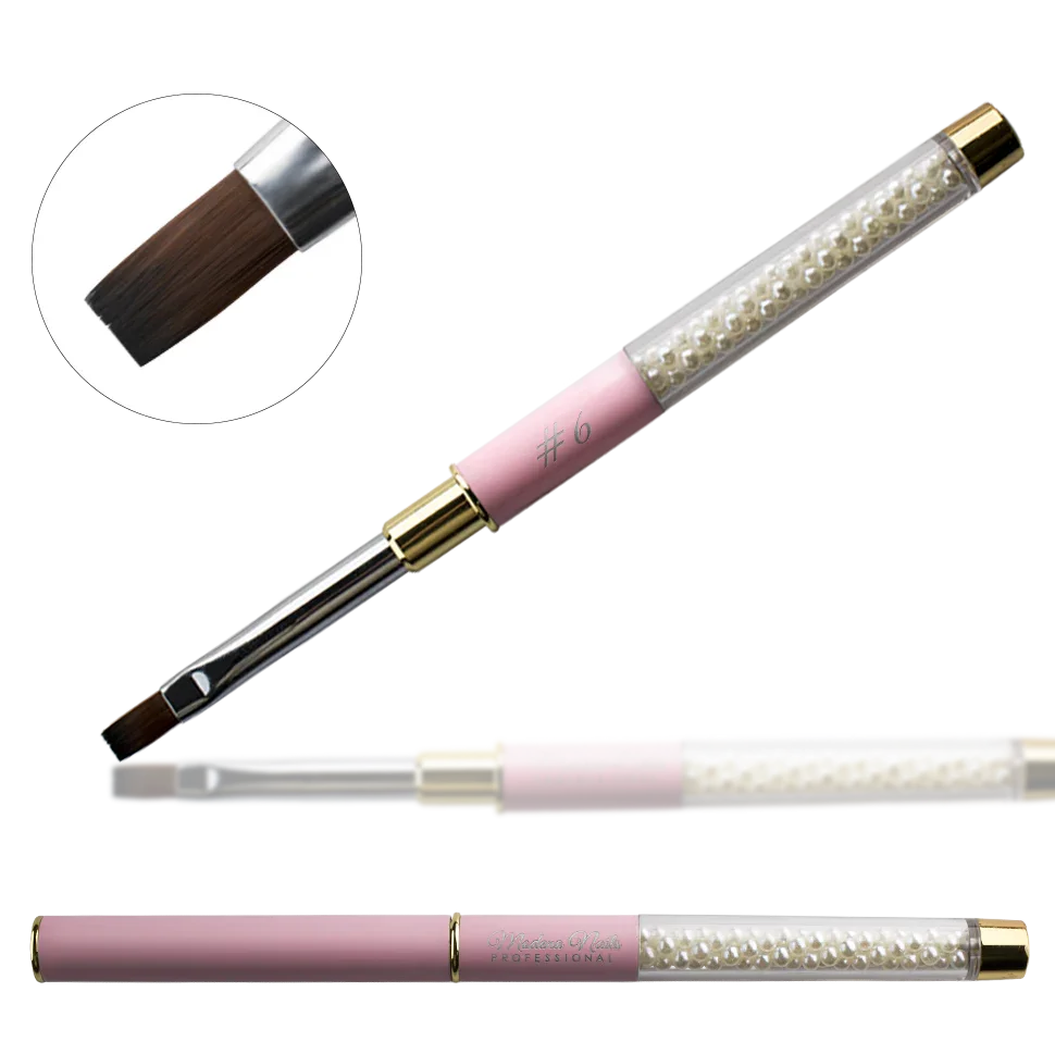 Pennello gel FLAT PINK PROFI con perle #6