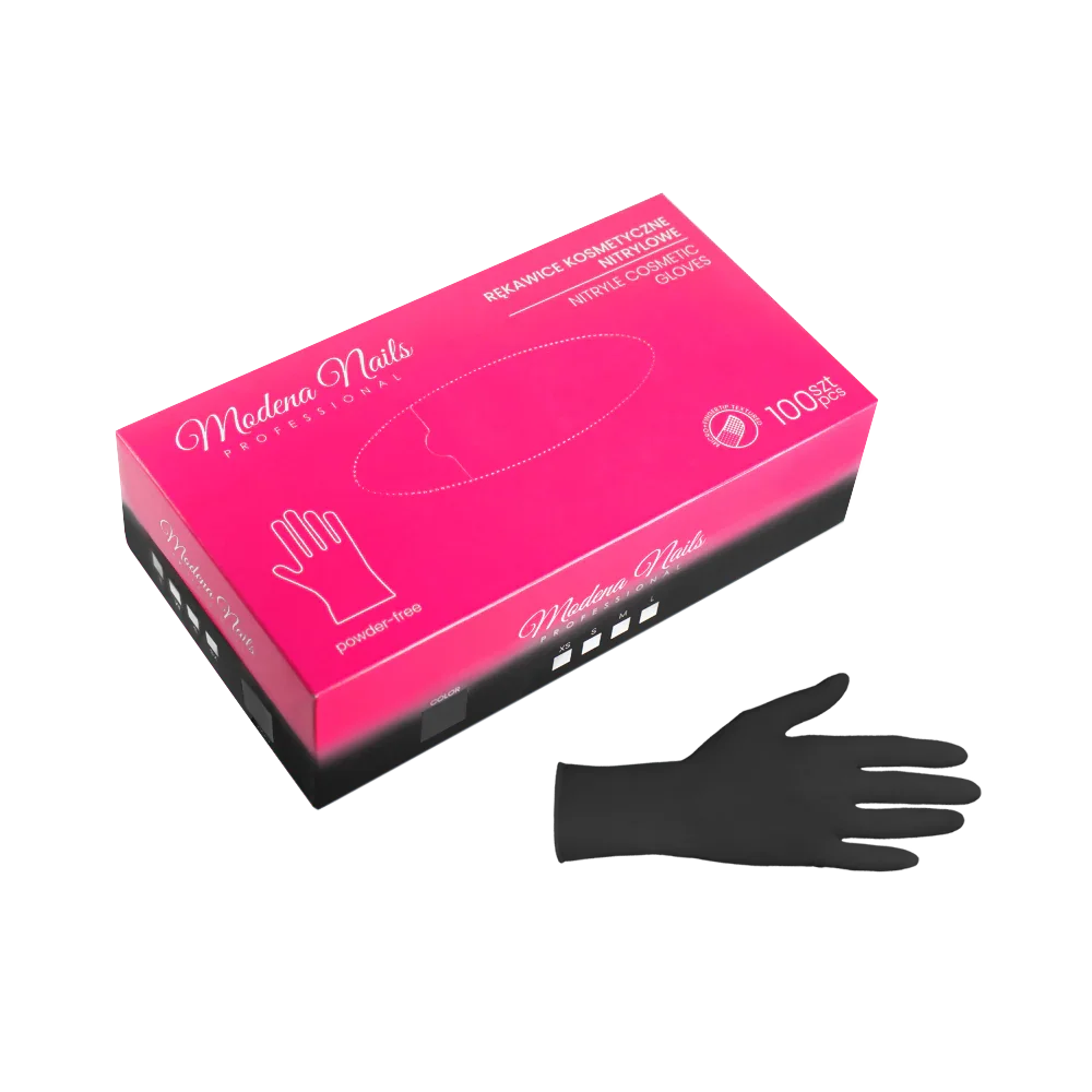 Rękawiczki Nitrylowe Bezpudrowe Black - 100 sztuk - Modena Nails