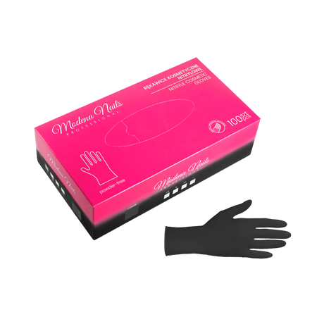 Rękawiczki Nitrylowe Bezpudrowe Black - 100 sztuk - Modena Nails Shop