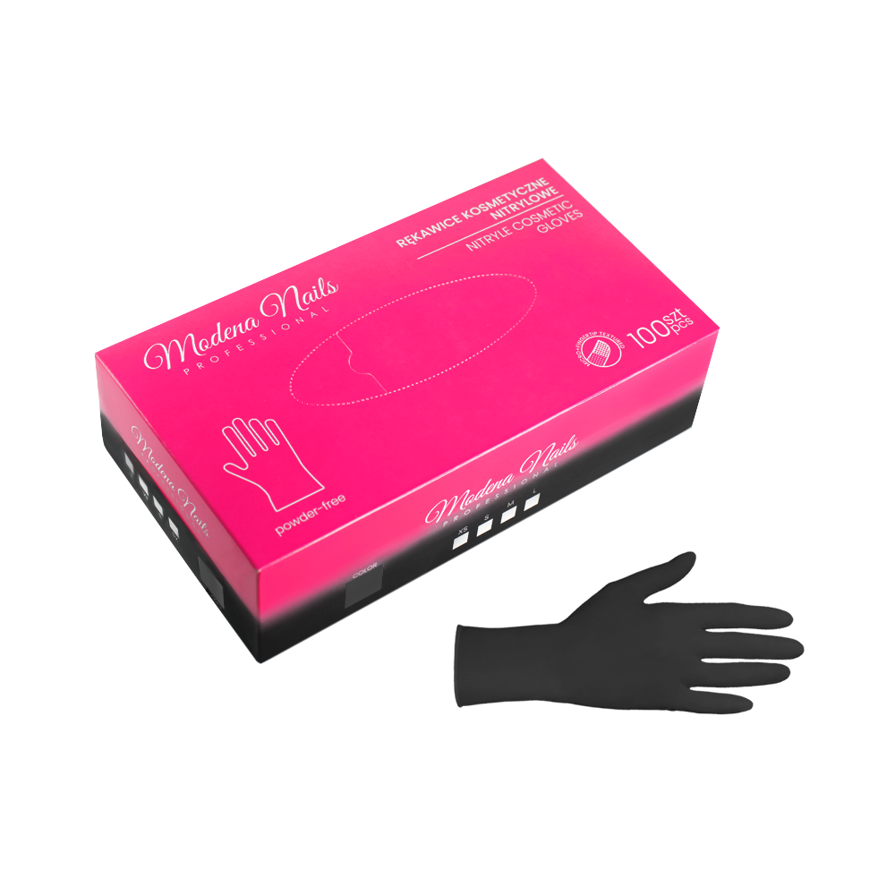 Rękawiczki Nitrylowe Bezpudrowe Black - 100 sztuk - Modena Nails Shop