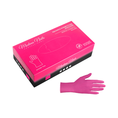 Rękawiczki Nitrylowe Bezpudrowe Magenta - 100 sztuk - Modena Nails Shop