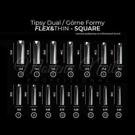 Tipsy Dual / Górne formy FLEX&THIN SQUARE - 150szt - Modena Nails
