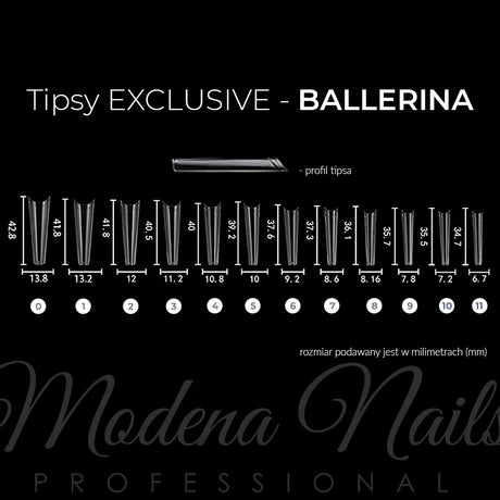 Tipsy Exclusive BALLERINA clear - 504 sztuki - Modena Nails
