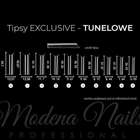 Tipsy Exclusive TUNELOWE clear - 400 sztuk - Modena Nails