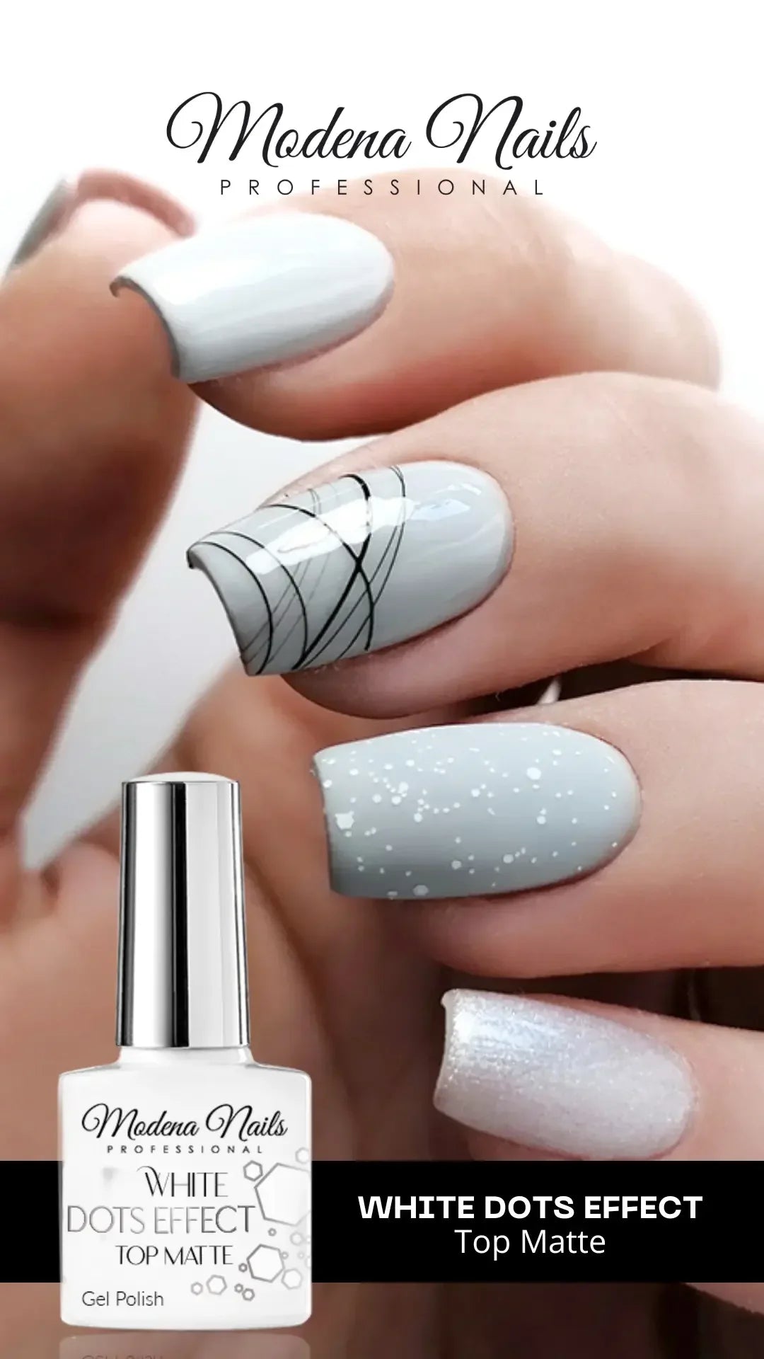 White Dots Effect - Top Matte 7,3ml - Modena Nails