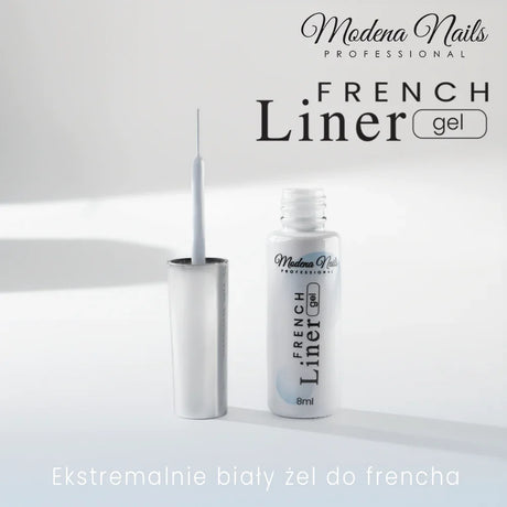 Biały żel do malowania końcówek french z pędzelkiem - French Liner Gel 8ml
