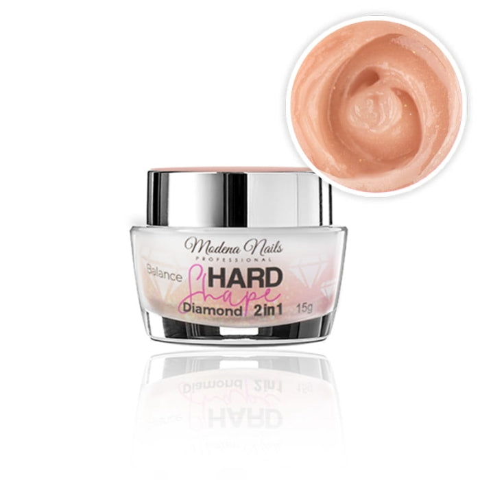 Hard Shape 2in1 Diamond Balance 15g - Akrylo żel w słoiczku - naturalny cover z mieniącymi się drobinkami złota