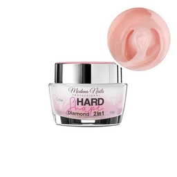 Hard Shape 2in1 Diamond Glow 15g - Akrylo żel w słoiczku - jasno różowa z mieniącymi się drobinkami złota - Modena Nails