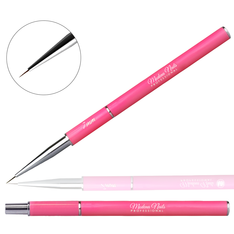 Pędzelek Do Zdobień Nail Art Składany Pink #7 - Modena Nails Shop 