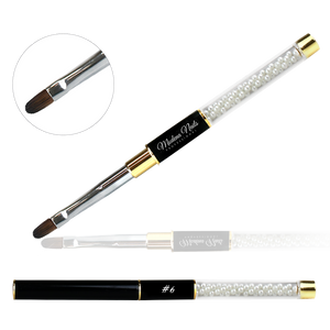 Pędzelek Do Żelu OVAL BLACK PROFI z Perełkami #6 - Modena Nails Shop 