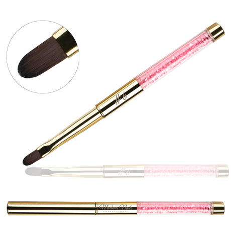 Pędzelek Do Żelu Oval Gold z Kryształkami #6 - Modena Nails  