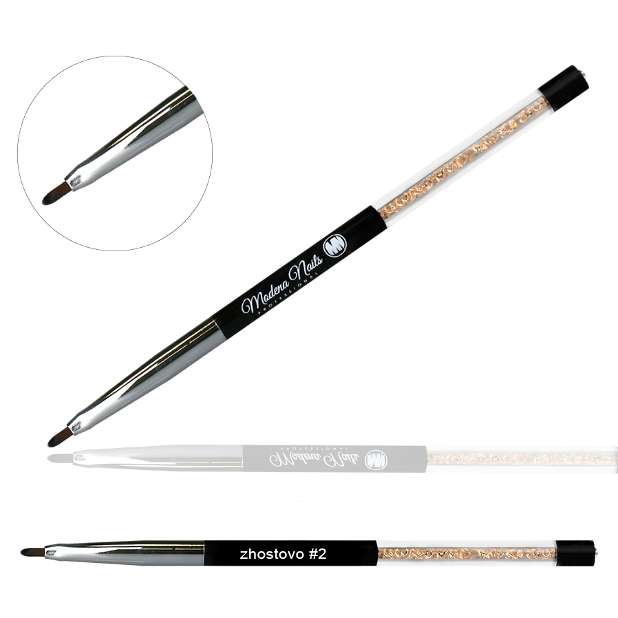 Pędzelek Nail Art Black z kryształkami Zhostovo #2 - Modena Nails Shop 