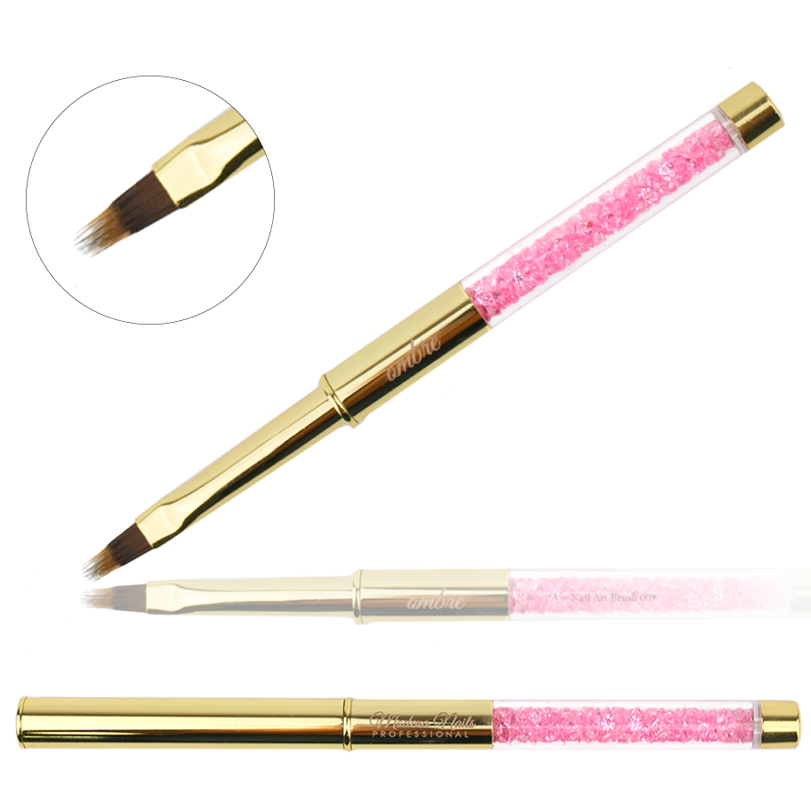 Pędzelek do ombre z kryształkami Gold - Modena Nails Shop 