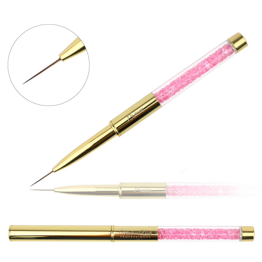 Pędzelek do zdobień z kryształkami Gold 15mm - Modena Nails  