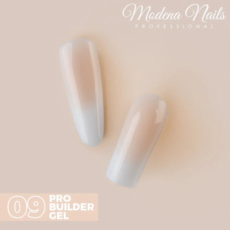 Biało-beżowy żel budujący do paznokci na tipsach, efekt naturalny, nail art.