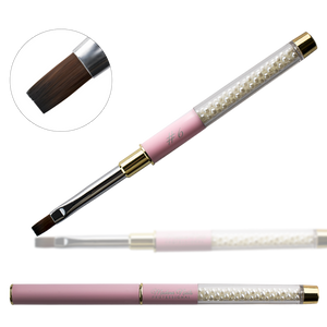 Pędzelek Do Żelu FLAT PINK  PROFI z Perełkami #6