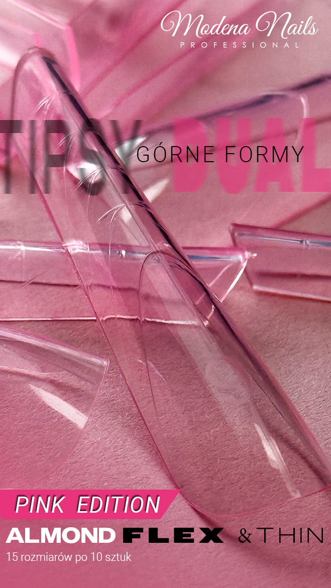 Tipsy Dual / Górne formy FLEX&THIN ALMOND PINK - 150szt - Modena Nails  