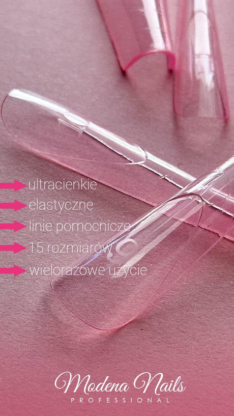 Tipsy Dual / Górne formy FLEX&THIN ALMOND PINK - 150szt - Modena Nails  
