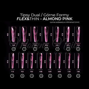 Tipsy Dual / Górne formy FLEX&THIN ALMOND PINK - 150szt - Modena Nails Shop 