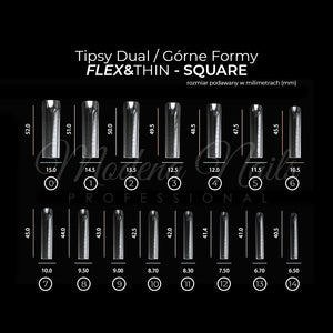 Tipsy Dual / Górne formy FLEX&THIN SQUARE - 150szt - Modena Nails Shop 