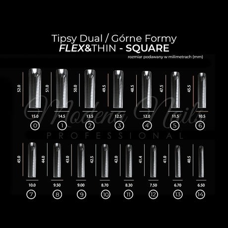 Tipsy Dual / Górne formy FLEX&THIN SQUARE - 150szt - Modena Nails Shop 