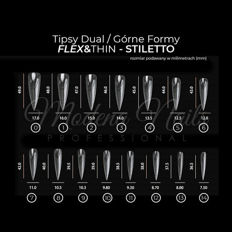 Tipsy Dual / Górne formy FLEX&THIN STILETTO - 150szt - Modena Nails  