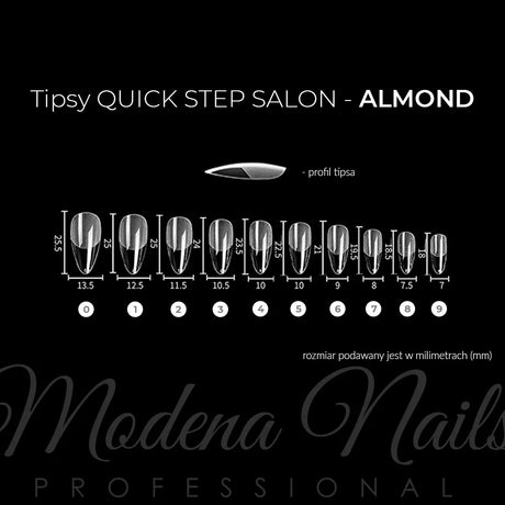 Tipsy Quick Step Salon ALMOND - 500 sztuk - Modena Nails  