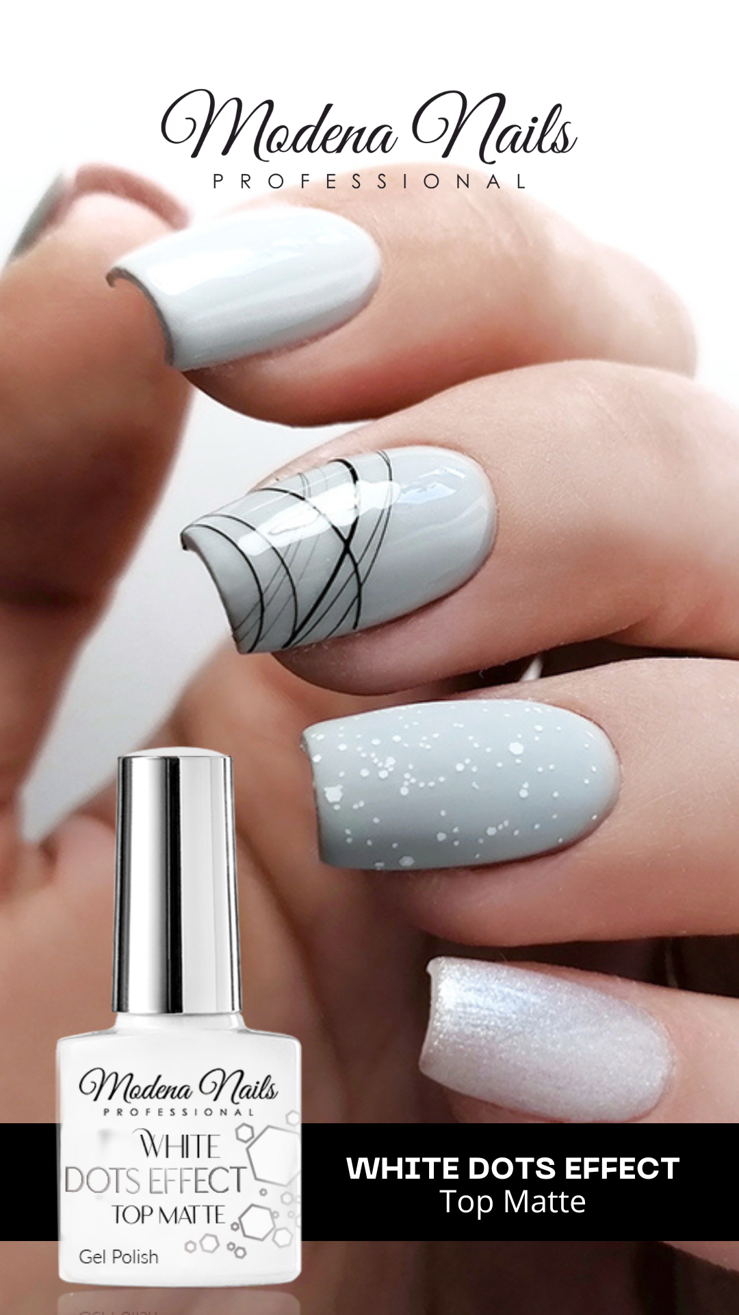 White Dots Effect - Top Matte 7,3ml - Modena Nails Shop 