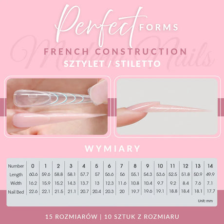 Perfect French Construction Forms - Sztylet / Stiletto - 150szt