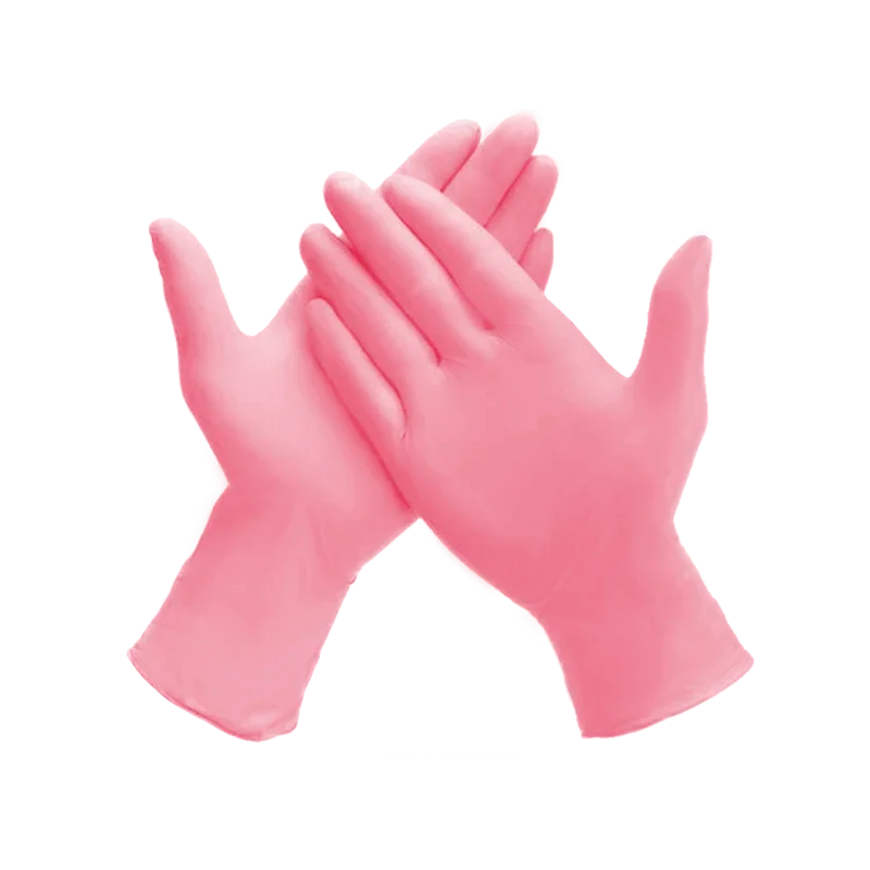 Gants en nitrile non poudrés rose clair - 100 pièces